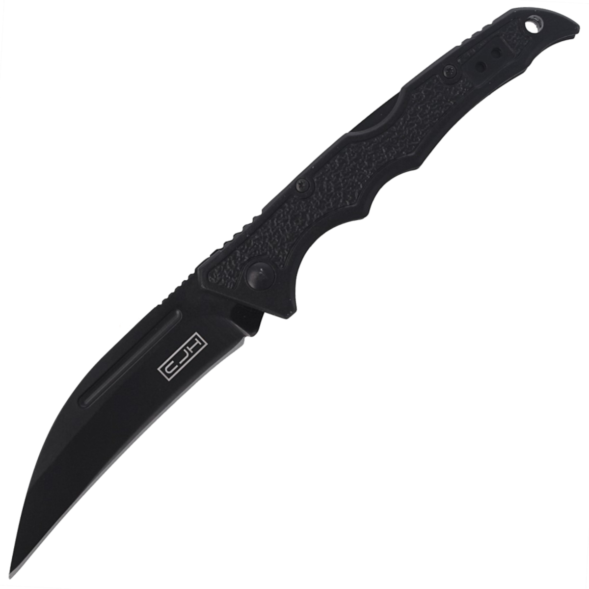 CJH Herbertz Solingen Folding Knife Black Aluminium Black Blade 44001