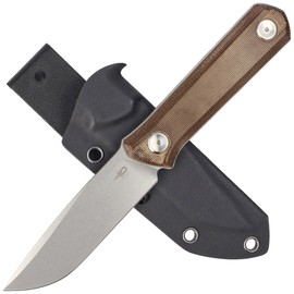 Bestech Knife Hedron Brown Canvas Micarta, Stonewash D2 by Ostap Hel (BFK02D)