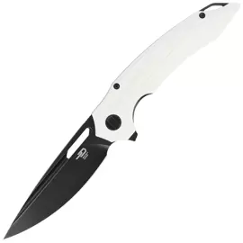 Bestech Knife Ornetta White G10, Black Stonewashed D2 by Kombou (BG50E)