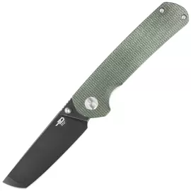 Bestech Sledgehammer Green Micarta, Black Stonewashed D2 knife (BG31B-2)