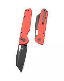 Bestechman Guardian Knife Red G10 w/ Carbon Fiber Pattern, Black PVD D2 (BMK11F)