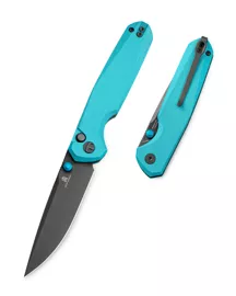 Bestechman Velix Light Blue G10 Knife, Grey PVD 14C28N by Ostap Hel (BMK07D)