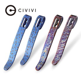 Civivi 4 psc Flamed Blue/Purple and Blue/Golden Titanium Pocket Clips 50mm/55mm (T002C)