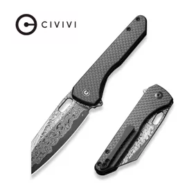 Civivi Knife Nugz Black G10/Carbon Fiber, Damascus by Matthew Wehrwein (C23060-DS1)