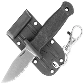 Demko Armiger 2 Clip Point Knife Black TPR, Satin 4034SS by Andrew Demko (ARM2-4034SS-CP-SERR)