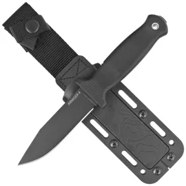 Demko Armiger 4 Clip Point Black Thermal Plastic Rubber, Black Powder Coated 80CrV2 by Andrew Demko (ARM4-80CrV2-BLK-CP)