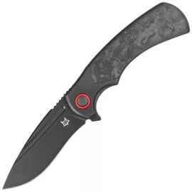 Fox 40th Anniversary Folding Knife Marble Carbon Fiber, Black PVD M390 knife (FX-F2017 R)