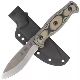 Fox Ego Black/Coyote Tan G10 Knife, Stonewashed AISI 1095 by Alfredo Doricchi (TK-FX01)