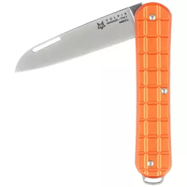 Fox Vulpis Grenade Pattern Orange Aluminum Knife, Polished N690Co (FX-VPGP130 OR)