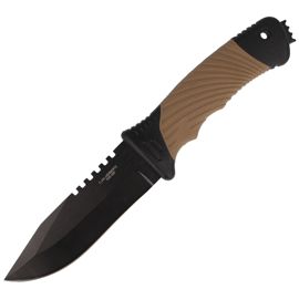 Herbertz CJH Coyote Brown Plastic/Black Rubber Knife, Black 420 (585412)