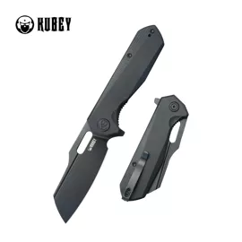 Kubey Atlas Knife Black G10, Blackwashed 14C28N by Jelly Jerry (KU328G)