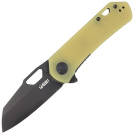 Kubey Knife Duroc Translucent Yellow G10, Black Stonewashed AUS-10 by Colin Maisonpierre (KU332H)