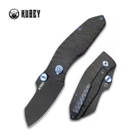 Kubey Knife Monsterdog Flame Titanium, Black Stonewashed M390 by Dmitry Osarenko (KB285E)
