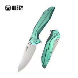 Kubey Knife Nova Green Titanium, Bead Blasted 14C28N (KB235H)