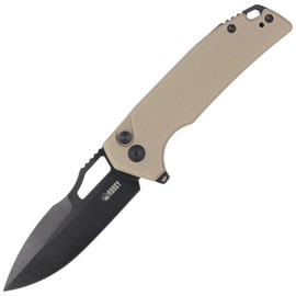 Kubey Knife RDF Tan G10, Blackwash AUS-10 by HYDRA Design (KU316F)