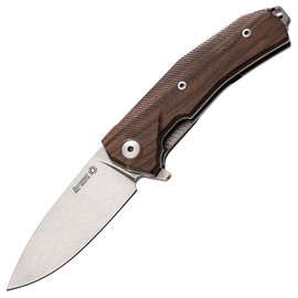 LionSteel KUR Santos Wood, Stone Washed Blade Folding Knife (KUR ST)