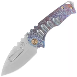 Medford Praetorian Genesis T DP Brushed/Acid Etching/Flamed Blue Titanium, Bronze HW/Clip, Tumbled S45VN by Greg Medford (MK0294TD-03A2-T1C1-BN)