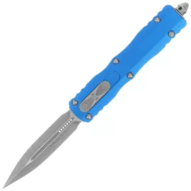 Microtech Dirac D/E Blue Aluminum OTF Knife, Apocalyptic M390 by Tony Marfione (225-10APBL)