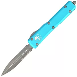 Microtech Ultratech D/E OTF Knife Turquoise Aluminum, Apocalyptic P/S M390 by Tony Marfione (122-11APTQ)