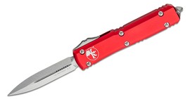 Microtech Ultratech D/E Red Aluminum, Stonewashed M390 by Tony Marfione (122-10RD)