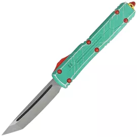 Microtech Ultratech T/E Bounty Hunter Signature OTF Knife Distressed Green Aluminum, Apocalyptic M390 by Tony Marfione (123-10BH)