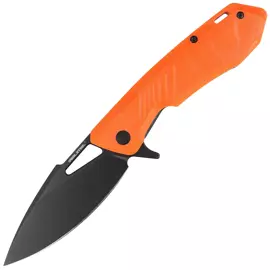 Real Steel Knives Pelican Orange G10 / Black Steel, Black D2 by Aslan Zhanabayev (7922)