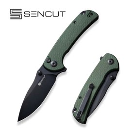 Sencut Knife Pulsewave Green Canvas Micarta, Black 9Cr18MoV (S23032-3)