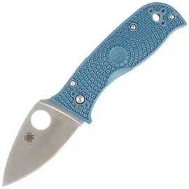 Spyderco Lil' Temperance 3 Lightweight Blue FRN, Satin Plain K390 by Sal Glesser Knife (C69PBL3K390)