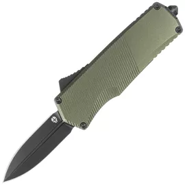 Tekto A5 Spry Mini D/E OD Green Aluminum OTF Knife, Black CPM S35VN