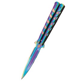 Third Balisong Rainbow Stainless Steel, Rainbow 420 Butterfly Knife (16100W)