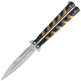 Third Decor Habitat Balisong Black/Bronze Stainless Steel, Satin 420 Butterfly Knife (16100Y)