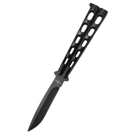 Third Decor Habitat Balisong Black Stainless Steel, Black 420 Butterfly Knife (K2919N)