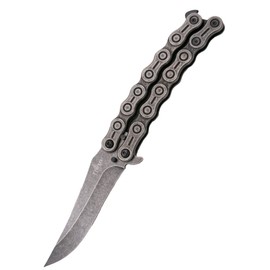 Third Decor Habitat Balisong Chain Stainless Steel, Stonewashed 420 Butterfly Knife (K2819)