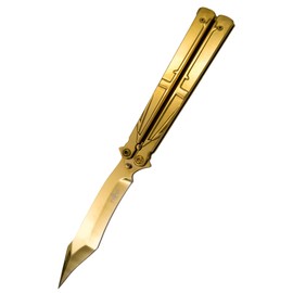 Third Decor Habitat Balisong Gold Stainless Steel, Gold 420 Butterfly Knife (K2805D)