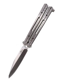 Third Decor Habitat Balisong Satin Stainless Steel, Satin 420 Butterfly Knife (K2920B)