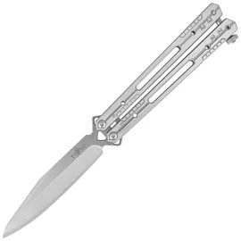 Third Decor Habitat Balisong Satin Stainless Steel, Satin 420 Butterfly Knife (K2920B)