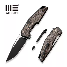 WE Knife OAO Black Titanium/Copper Foil Carbon Fiber, Black Stonewashed/Satin CPM 20CV by Tashi Bharucha (WE23001-2)