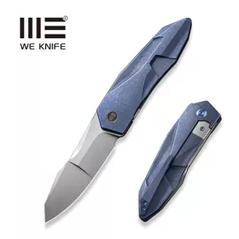WE Knife Solid Blue Titanium, Polished Bead Blasted CPM 20CV by Gustavo T. Cecchini (WE22028-4)