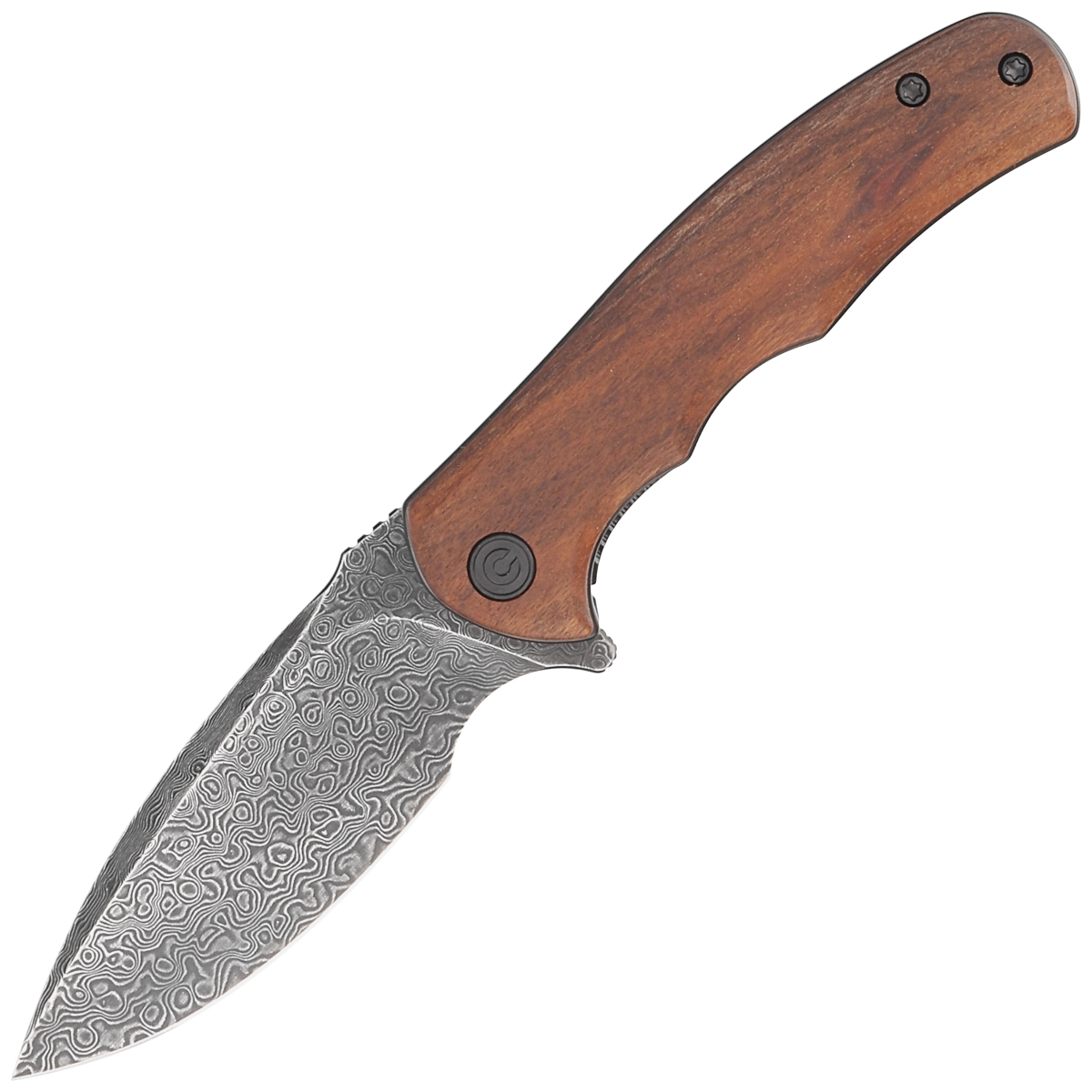 Civivi Knife Mini Praxis Guibourtia Wood, Black Hand Rubbed Damascus ...