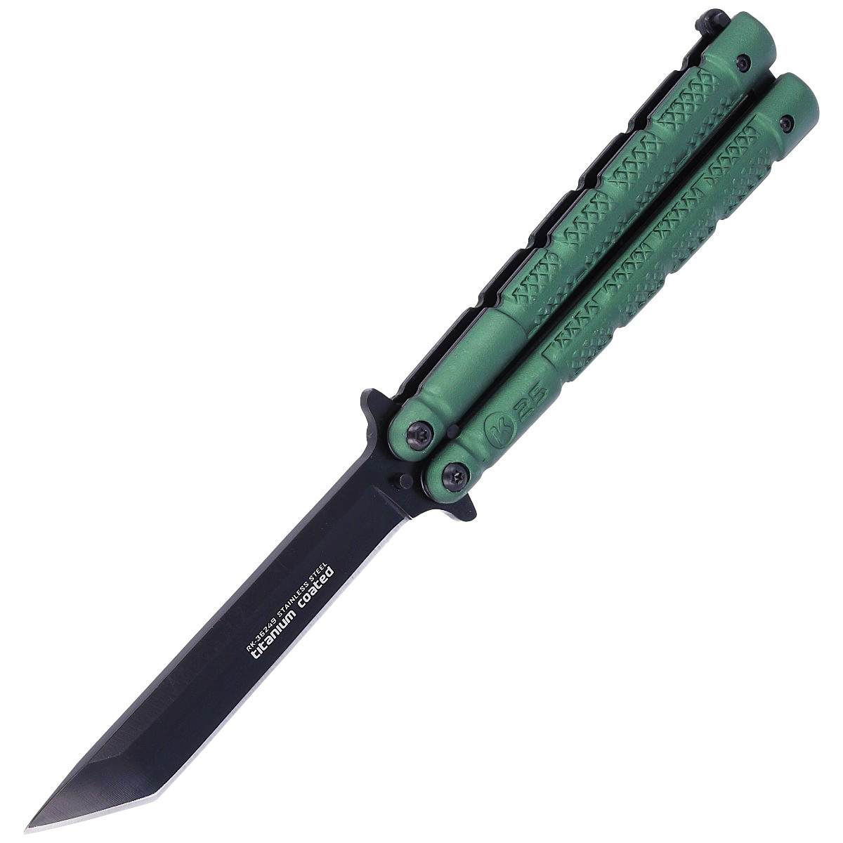 K25 Balisong Green Aluminium, Titanium Coated butterfly knife (36249
