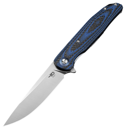 Bestech Ascot Blue Carbon Fiber/G10, Satin D2 Knife (BG19C)