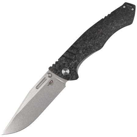 Bestech Keen II Titanium / Marble Carbon Fiber, Stonewashed / Satin CPM S35VN by Koens Craft knife (BT2301B)