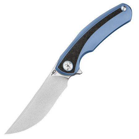 Bestech Sambac Blue Titanium/Marble Carbon Fiber, Stonewashed/Satin Magnacut by Ostap Hel Knife (BT2402D)