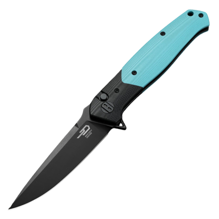 Bestech Swordfish Black/Light Blue G10 Knife, Black PVD 14C28N (BG62E)