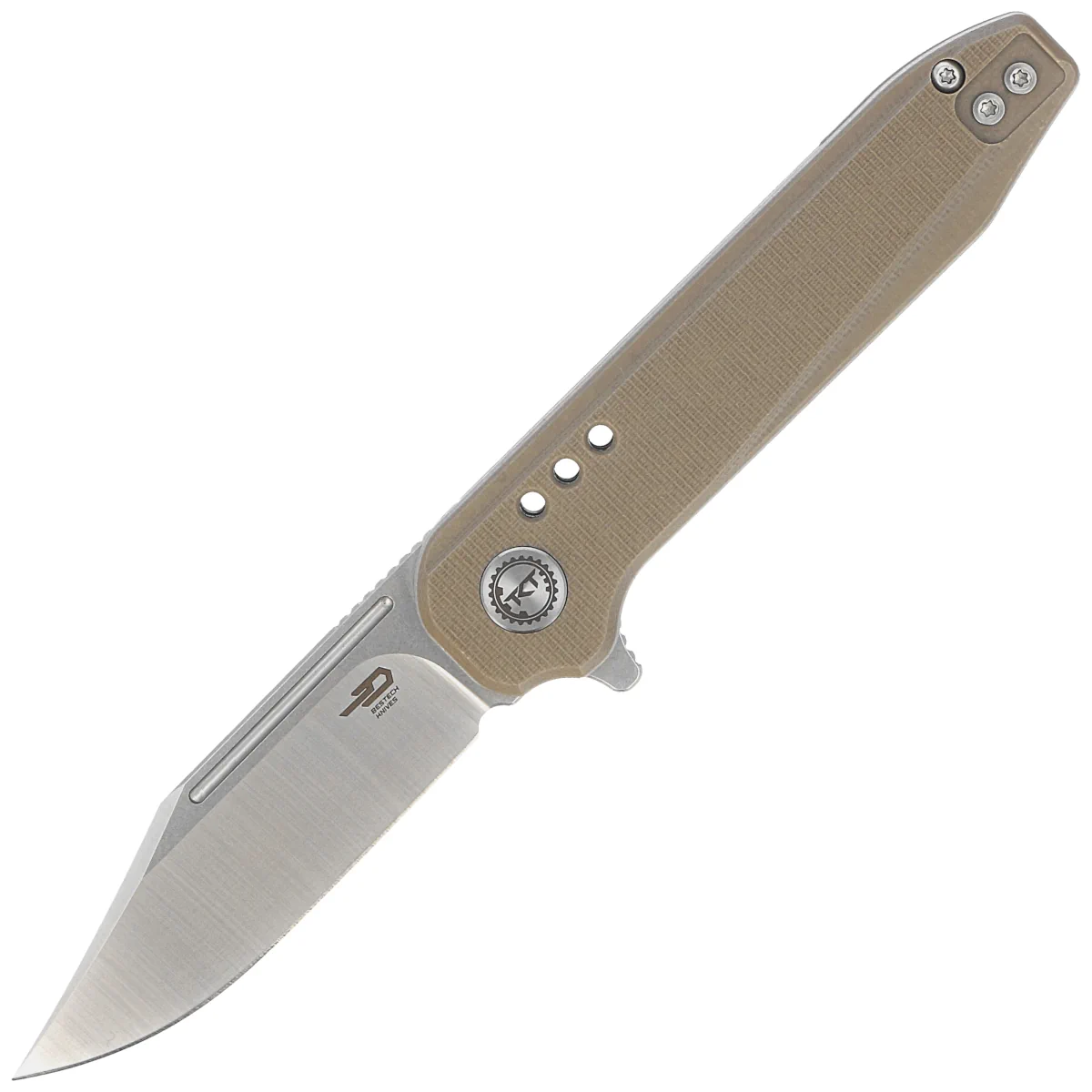 Bestech Syntax Beige CP G10, Stonewashed/Satin CPM 154CM by Todd Knife and Tool (BG41B)