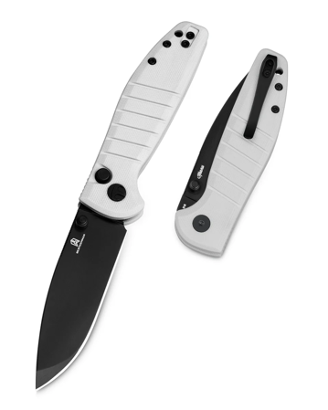 Bestechman Goodboy Jr. White G10, Black PVD D2 by Keanu Alfaro knife (BMK10I)