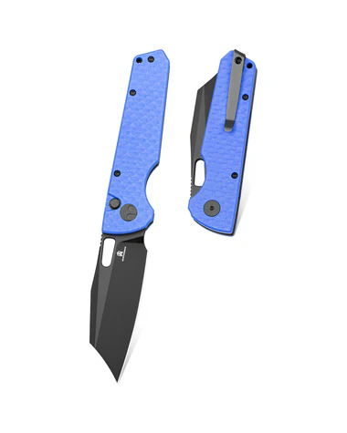 Bestechman Guardian Knife Blue G10 w/ Carbon Fiber Pattern, Black PVD D2 (BMK11G)