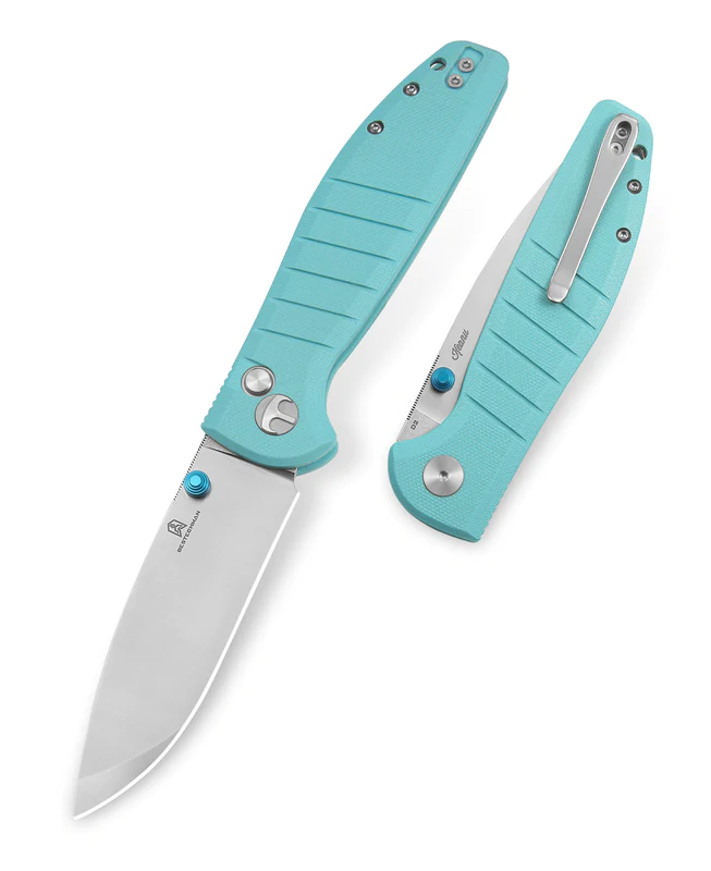 Bestechman Knife Goodboy Tiffany Blue G10, Satin / Stonewashed D2 by Keanu Alfaro (BMK04B)