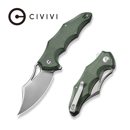 CIVIVI Chiro Green Canvas Micarta, Satin 14C28N (C23046-2)