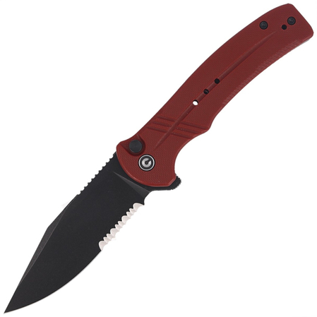 CIVIVI Knife Cogent Burgundy G10, Black Stonewashed Half Serrated (C20038E-2)